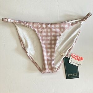 NWT Boamar Free People Paige Ivory Rose Checkered Bikini Bottoms Sz M